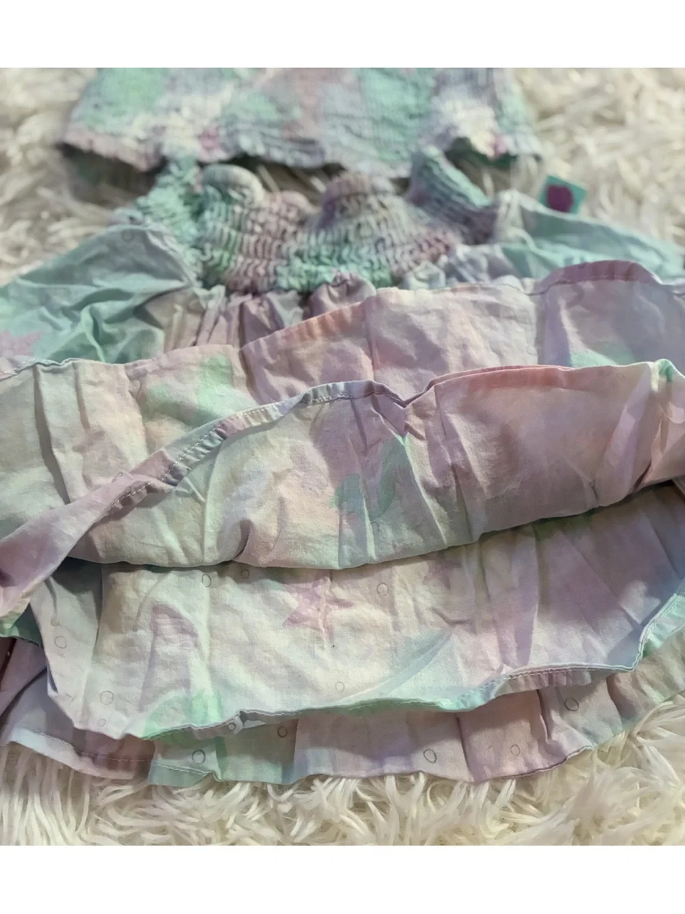 Disney Little Mermaid Pastel Watercolor Smocked Matching Outfit Set Girls 4T